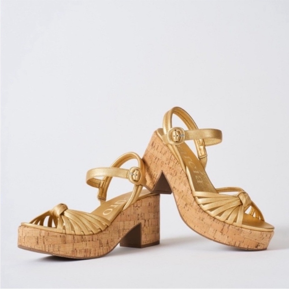 Pedro García Digna Wedge Sandals in Gold Size 8 US